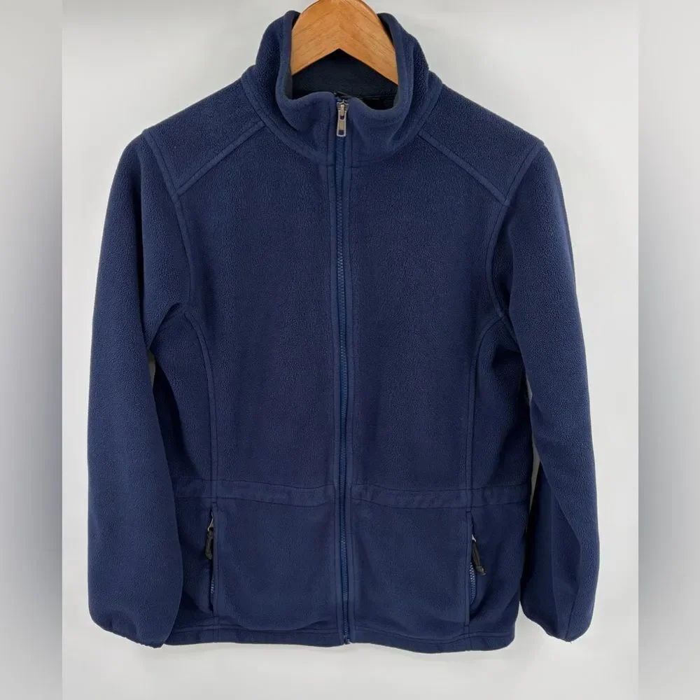 L.L. Bean women’s blue fleece full zip jacket outdoor hiking size S